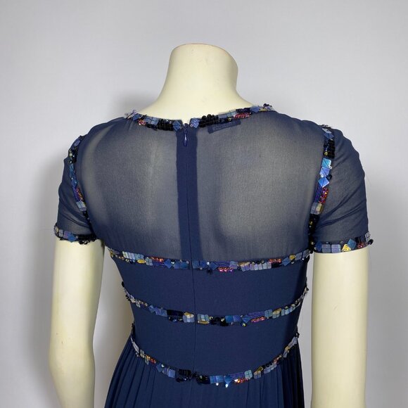 CHANEL Navy Silk Sequin Trim Cruise 2015  Dress *As Is* SAMPLE - Picture 8 of 16